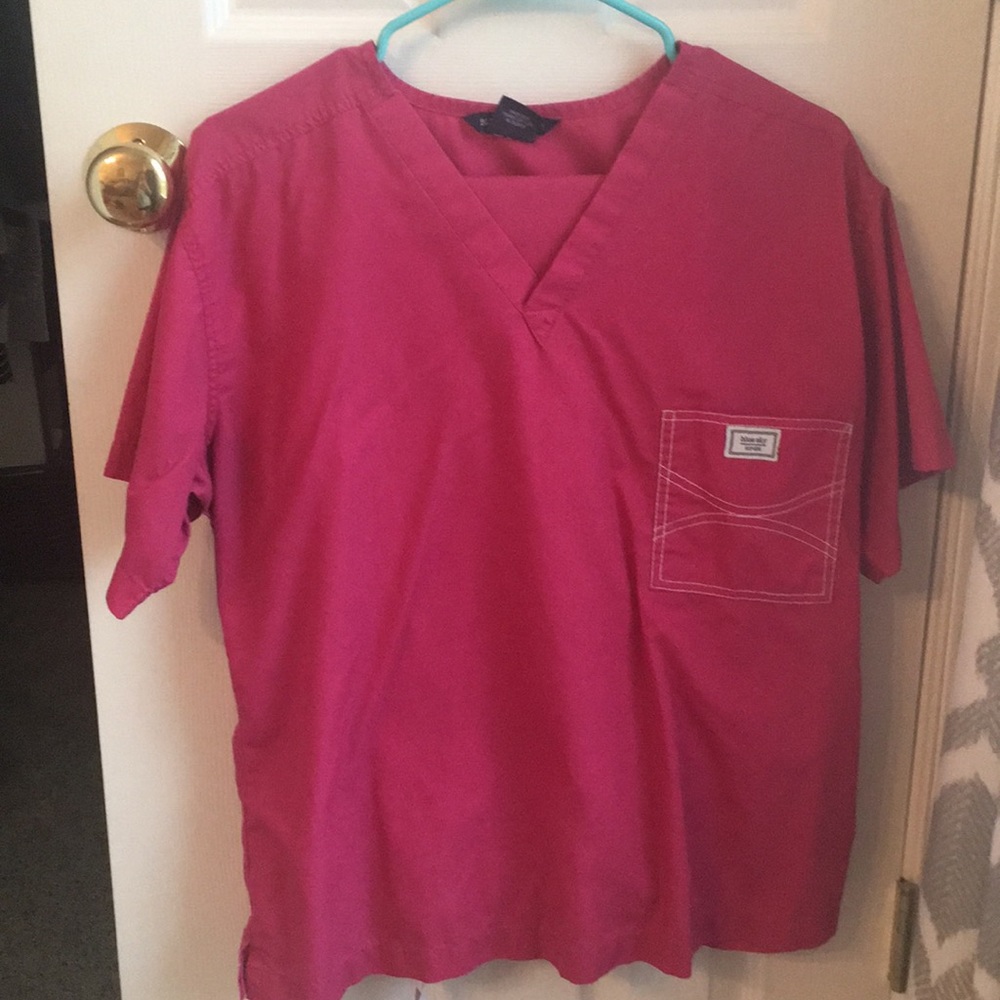 Blue sky pink scrub set